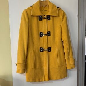 Calvin Klein Women's Mustard Toggle Pea Coat